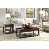Walnut End Table with Bottom Shelf B062P189244
