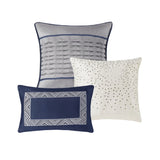 7 Piece Jacquard Comforter Set Navy Cal King B03597214
