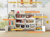 White Kids Toy Organizer with 8 Storage Bins, Anti-Tipping Design Open Shelves Cabinet for 3 Years 75512140