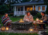 32 Inch Square Outdoor Wood Pit Table, Heavy Duty Wrought Iron Firepit with Pyramid 29225423