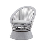 26.7" Modern Silver Wicker Lounge Chair with xianRattan and Iron Frame, Featuring a Stylish Round N767P237032G