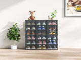 Black Small 18-Piece Shoe Storage Box Set 33x23x14cm, Plastic Mesh & Stackable Design 27129461