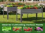 44" Elevated Raised Garden Bed with Drainage Holes, 32" Ergonomic Height Metal Planter - Gray 62003815