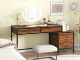 Home Office Dual Desktop Desk with 5 Storage Drawers, Powder-Coated Metal Frame Engineered Wood 79205800