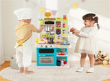 Blue Kids Corner Play Kitchen with Realistic Sounds, Lights & Steam, 95PCS Accessories Pretend 17632106