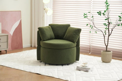 ZUN Fabric Swivel And Storage Chair With Back Cushion For Living Room,Green 96070086