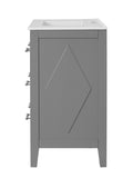 30'' Bathroom Vanity with Ceramic Sink Combo, Free Standing Single Vanity Set with 3 Drawers, Solid N710P246209E