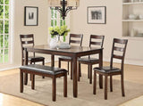 Classic Style 6pcs-Dining Set Rectangle Table 4 Side Chairs And Bench Dining Room Furniture MDF HS00F2547-ID-AHD
