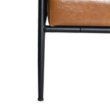 Mid-Century Modern Accent Chair with Brown Faux Leather Upholstery, Padded High Backrest, Metal N767P203868B