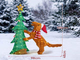 4FT Dog Climbing Tree with 188 Warm White Lights, Fabric-Covered Christmas Decor, US Plug 40556040