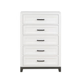 ZUN White Finish Chest with 5x Storage Drawers Wooden Bedroom Furniture 1pc B011P270969