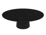 47 inch Round MDF Dining Table for 4, Modern Farmhouse Kitchen Table with Wood Strip Base, Black 49913850