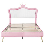 ZUN Queen Size Upholstered Bed Frame with LED Lights,Modern Upholstered Princess Bed With Crown WF307963AAH