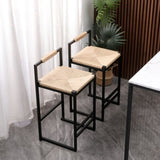 ZUN Set of 2 Bar Stools with Back Paper Woven Counter Height Dining Chairs for Kitchen, Home 59392593