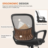 ZUN Ergonomic Office Chair Home Desk Mesh Chair with Fixed Armrest Executive Computer Chair with Soft 91988090