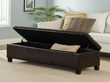 Upholstered PU Leather Storage Ottoman, Solid Wooden Legs N757P414088O