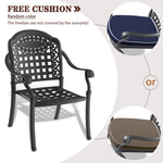 ZUN Cast Aluminum Patio Dining Chair 4PCS With Black Frame and Cushions In Random Colors W1710P166056