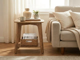 MODERN Square Side Table with Storage Shelf, Accent Table, End Table, Honey Brown 56535579