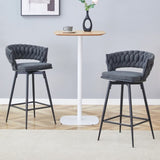 Two sets of rotating high-legged stools with breathable cotton and linen cushions, Dark gray seats W2920P281918