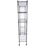 5-Layer Plastic Coated Iron Shelf with 1.5" Nylon Wheels 165*90*35 Black 40565502