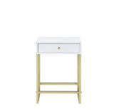Coleen White & Brass Finish Accent Table B2726P270971