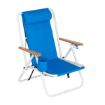 ZUN Portable High Strength Beach Chair with Adjustable Headrest Blue 99460325