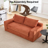 Loveseat Sofa with Memory Foam & Steel Frame - No Assembly, Convertible 2-in-1 Design, Corduroy W2959P278453