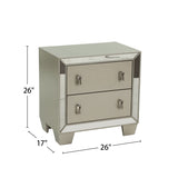 Contemporary 2 Drawers Nightstand In Silver SR014981