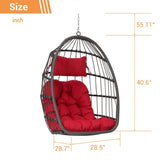 ZUN Outdoor Garden Rattan Egg Swing Chair Hanging Chair Wood W874107310