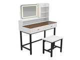 Makeup Vanity with LED Lighted Mirror, 360&deg Rotatable Mirror, Vanity Desk with 2 Drawers,Power 49216416