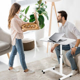 Mobile Standing Desk, Height Adjustable Rolling Laptop Table, 90 Tiltable Overbed Bedside Table, 10986840