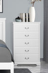 ZUN Classic Traditional 1pc Wooden Chest of 5 Drawers White Finish Bedroom Furniture B011P233290