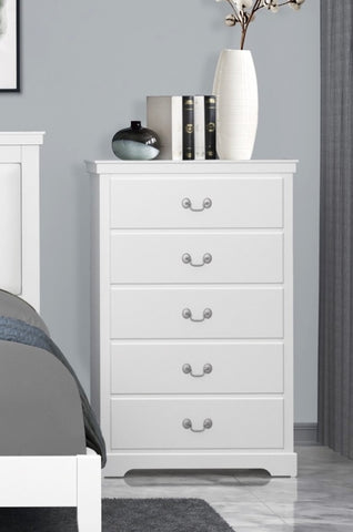 ZUN Classic Traditional 1pc Wooden Chest of 5 Drawers White Finish Bedroom Furniture B011P233290