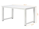 white desktop white pipe frame P2 particleboard with triamine steel feet 110cm computer desk 76997626