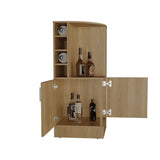 Jakes 42" Tall Corner Bar Cabinet with Eight Wine Bottle Cubbies and Double Door cabinet, Living B070P254765