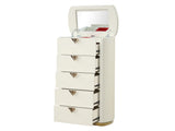 La Pierre Modern Style 5-Drawer Chest Made with Wood, Open Top Mirror and Gold Accents in Beige B009P270816