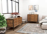 Industrial Style 6 Drawer Double Dresser,Rustic Brown Wood Storage Dresser Clothes Organizer with 95234840