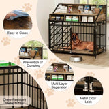 ZUN 43.3 inch Dog Crate Furniture for Large Dogs,Wooden Dog Crate Divider,Double Door Dog Kennel W2699P208353