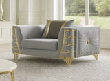 Contessa Modern Fabric Accent Chair with Gold Metal Side Frame and Channel Tufted Detailing in Gray B009P466432
