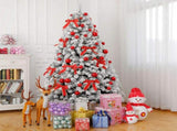 6 FT Pre-lit Snow Flocked Christmas Tree, Artificial Hinged Xmas Pine Tree with 800 Branch Tips, 300 26717243