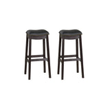 ZUN Black PU Upholstery Bar Stool, Set of 2 SR011816