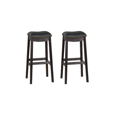 ZUN Black PU Upholstery Bar Stool, Set of 2 SR011816