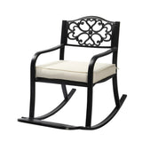 Metal Chair, Outdoor Bench with Cushion, Patio Rocker with Footrest, Weatherproof 25578656