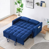 The 55-inch dreamlike blue velvet sofa is elegant and convenient with pockets, cleverly interpreting W1658P246639