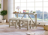 Farmhouse 3-Piece Counter Height Dining Table Set with USB Port and Upholstered Stools,Milky N717P352068A