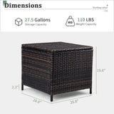 ZUN Outdoor PE Wicker Side Table with Storage, Patio Rattan End Table Square Container for Furniture 64589398