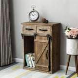 Classic American Country Style Single Barn Door With 2 Drawers Vintage Wooden Cabinets 77319807