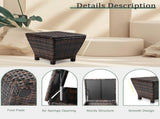 Outdoor PE Wicker Side Table with Storage, Small Patio Storage Bin Container for Hose Cushion Towel, 06931432