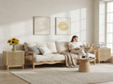 Mid-Modern Style Oak Bedside Table with Grille Design and Two Drawers. Suitable for bedrooms, W1706P465265