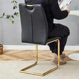 ZUN Black PU Dining Chair Set.Uniquely designed black dinings. PU material, paired with gold metal W2920P233520